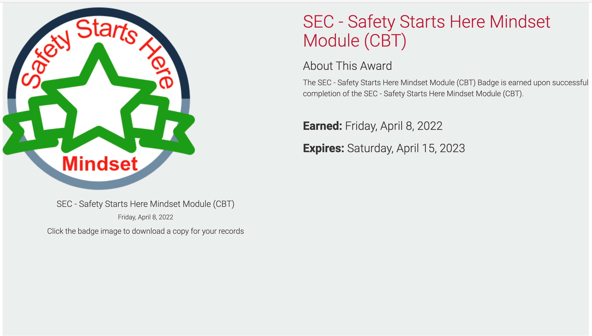 Safety Starts Here Mindset Module CBT